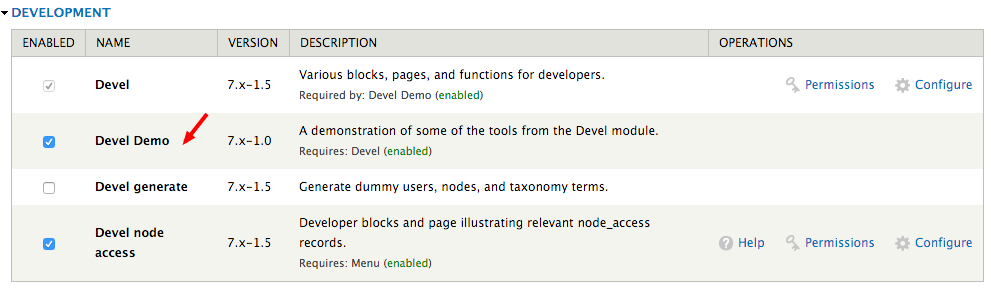 Drupal 7 Devel モジュール　Devel Demoモジュール