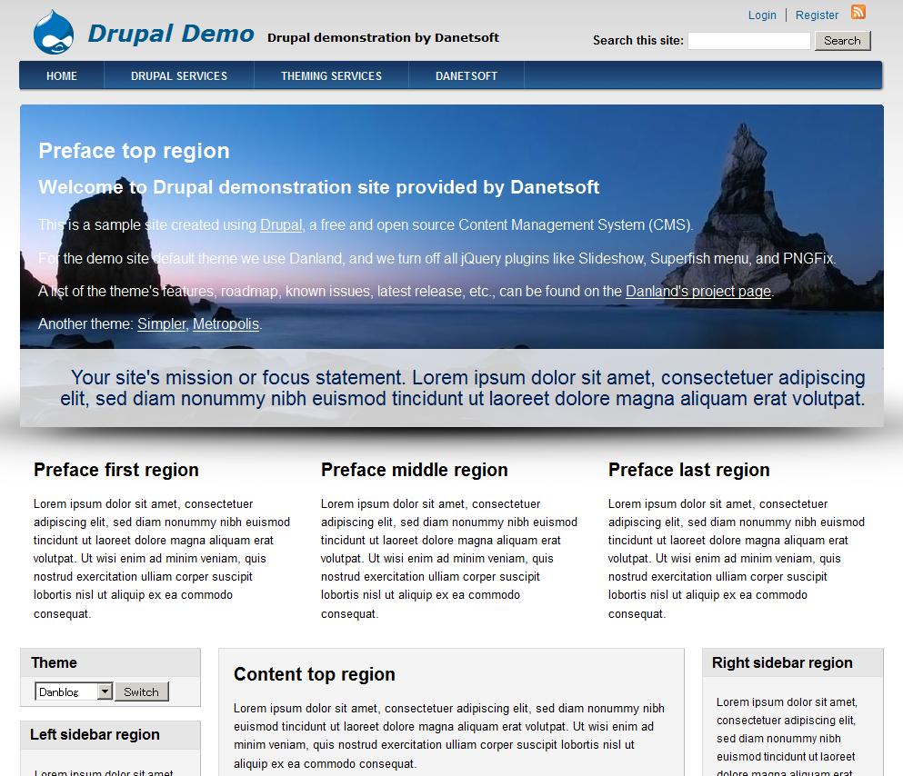 ホームページスタートアップサービス　Drupal7のデザインテンプレート