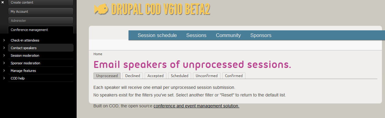Drupal COD Conference Organizing Distribution　イベント・会議・コンファレンス管理ホームページパッケージ　